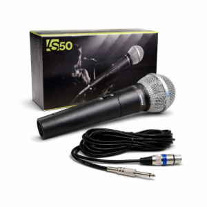 Microfone Dinâmico Cardioide unidirecional Le Son LS-50 com Cabo XLR 3 metros cor preto