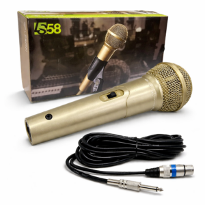 Microfone com fio Dinâmico Cardioide Le Son LS 58 Champanhe com Cabo XLR 3m p10/xlr