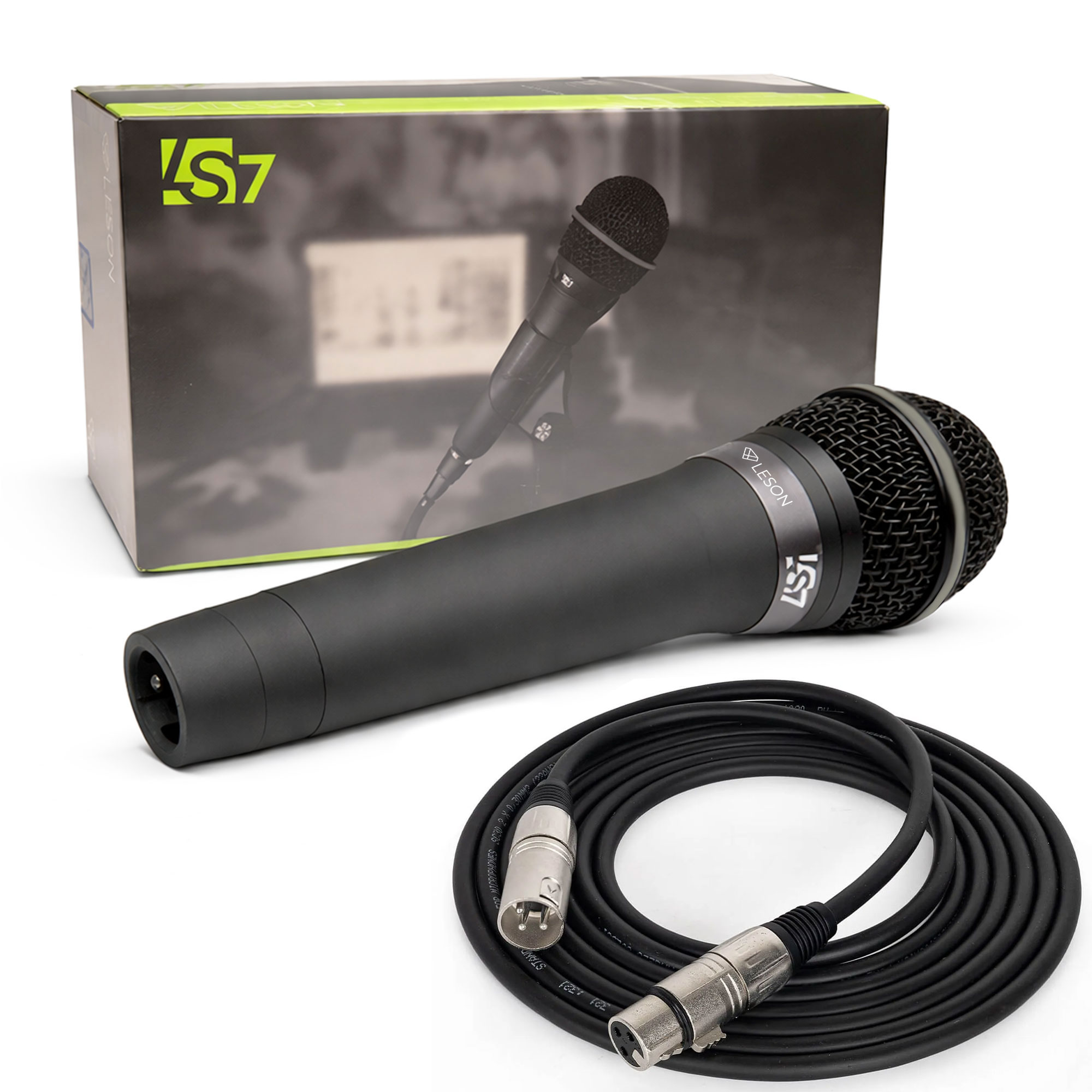 Microfone Dinâmico Le Son Ls7 Profissional Com Cabo 5m balanceado  Sm58 Cor Preto/Grafite  Cápsula neodímio com sistema  Shock Mounted corpo metálico