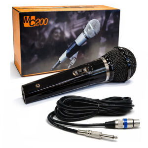 Microfone com fio Dinâmico Cardioide Le Son MC 200 Preto brilhante com Cabo XLR 3m p10/xlr