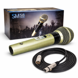 Microfone Le son Sm58 Plus Corpo Metálico Cabo Cannon Xlr Balanceado 5 metros Cor Champanhe