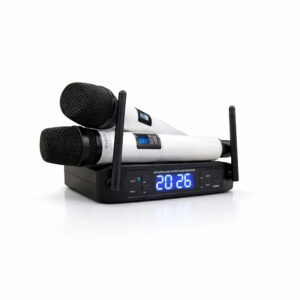 Microfone Le Son Sem fio duplo Ls916 Base Multicanais Profissional Cor Branco 96 frequências