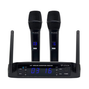 MICROFONE SEM FIO LS 916 MULTIFREQUÊNCIA 2 BASTÕES PRETO RECARREGÁVEL 2AM0LS916