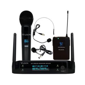 MICROFONE SEM FIO LS 961 TRANSMISSOR + 1 LAPELA + 1 HEADSET PRETO + BASTÃO  2AMLS9624