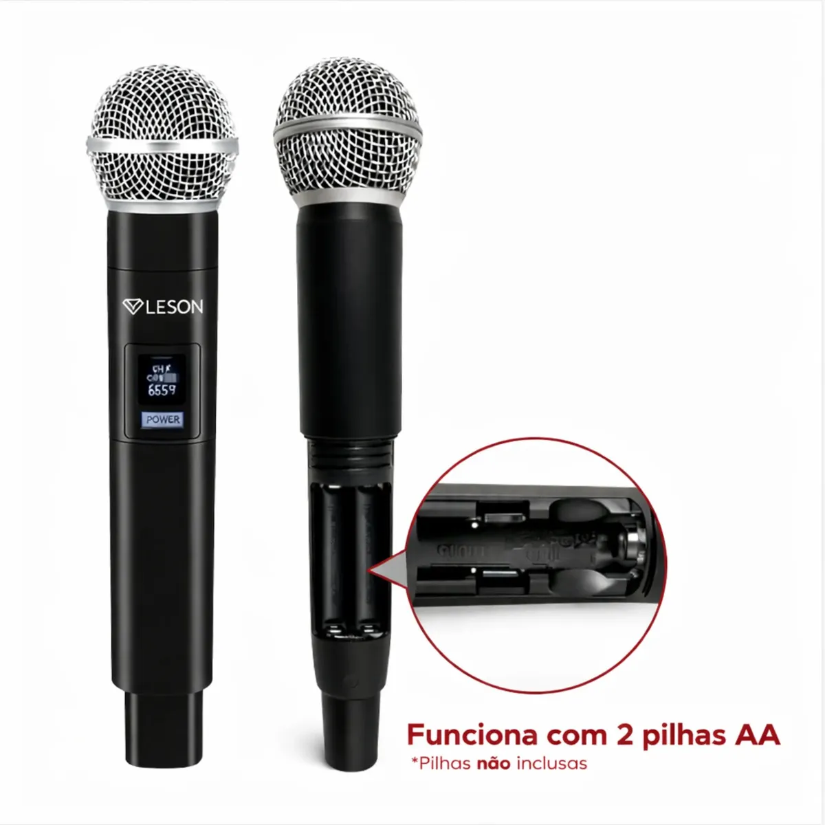 Microfone duplo sem fio Profissional LeSon FX1200 dinâmico digital Uhf com Maleta - Imagem 6