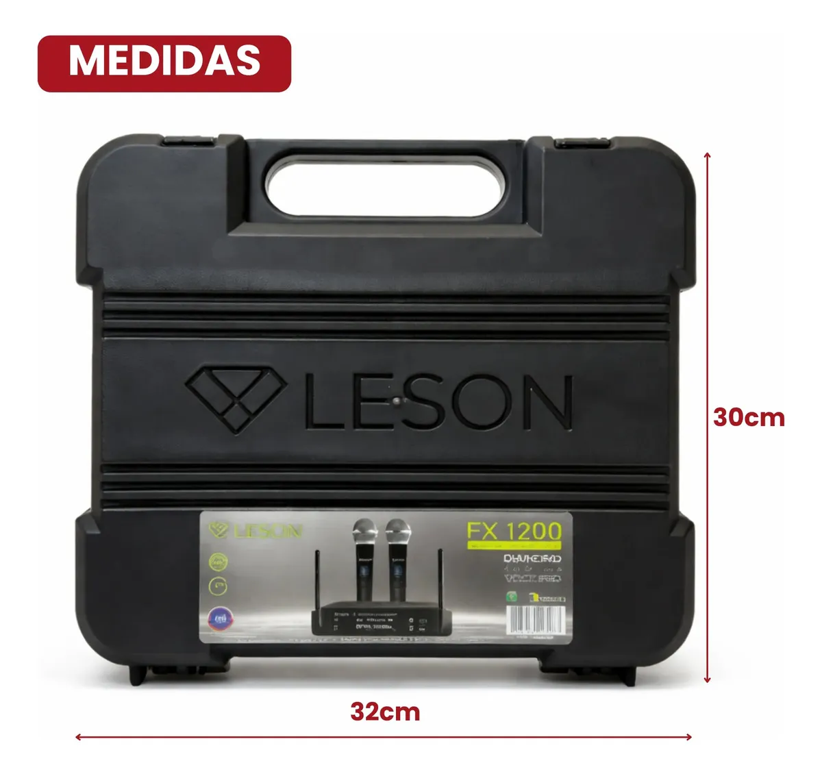 Microfone duplo sem fio Profissional LeSon FX1200 dinâmico digital Uhf com Maleta - Imagem 8