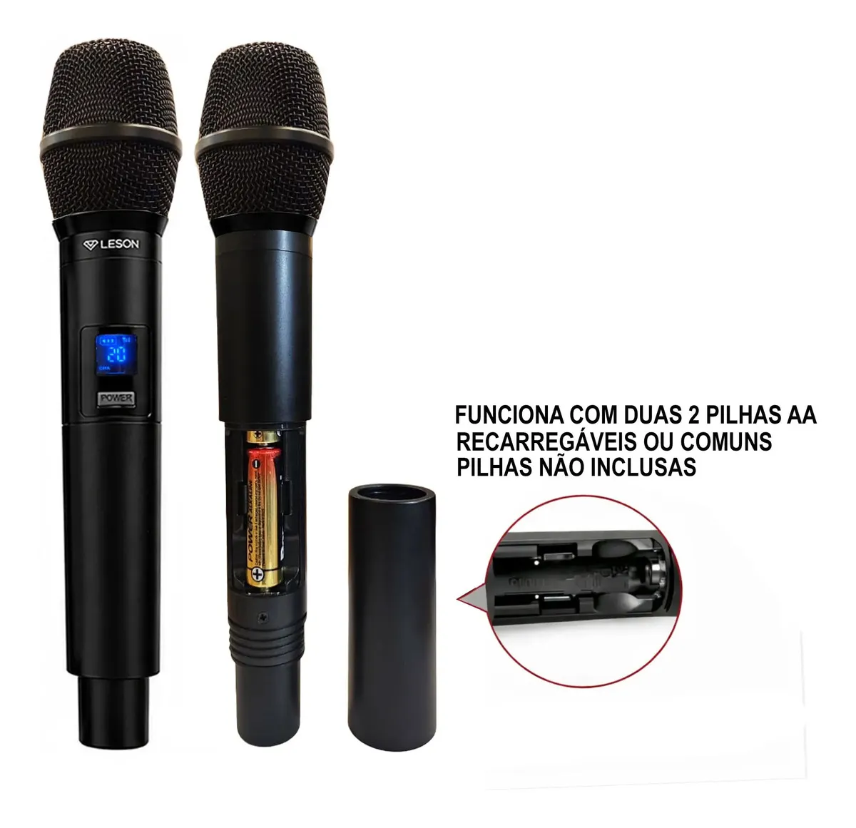 Microfone Duplo Sem Fio Leson FX2200 - Sistema Digital UHF 96 Canais - Imagem 4