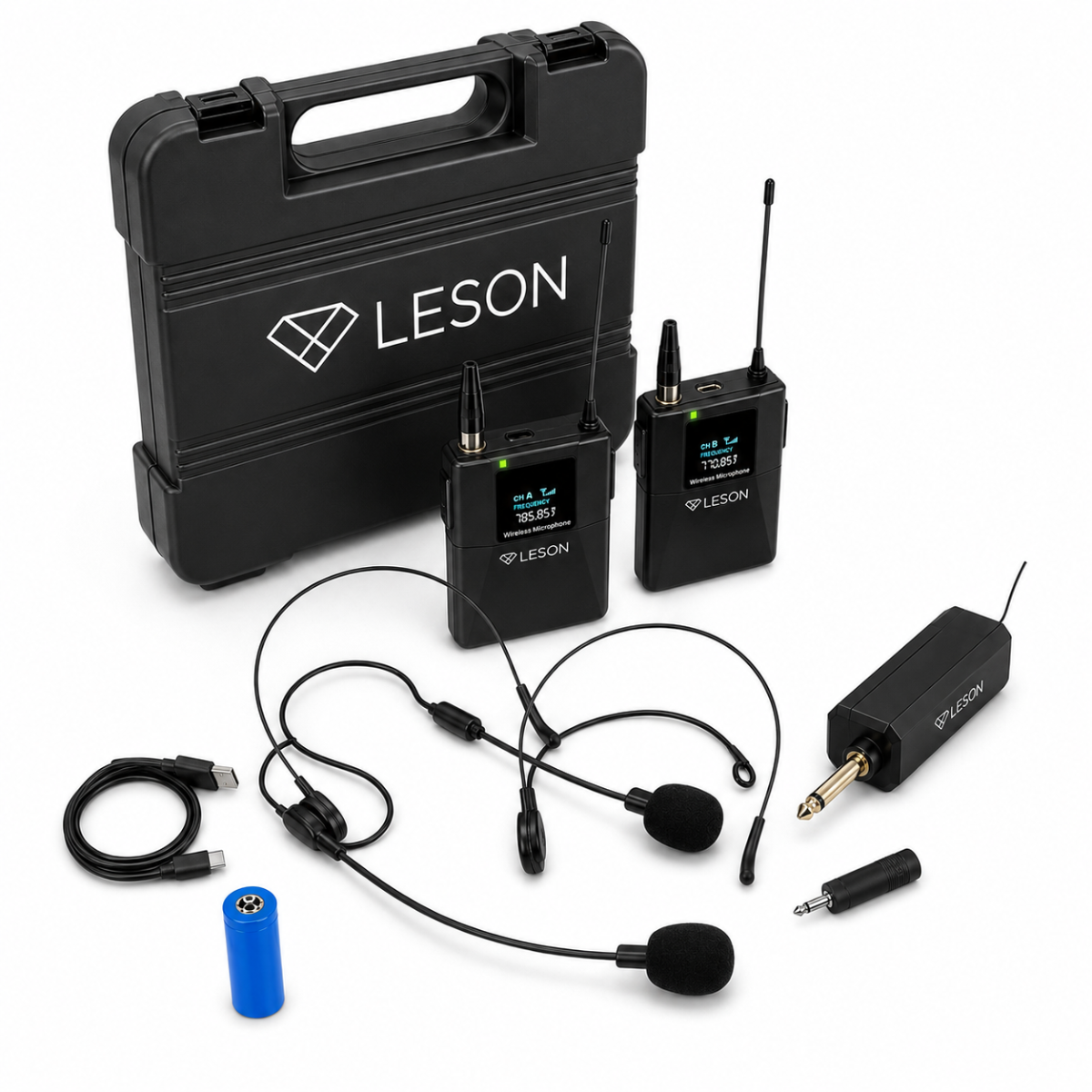 Kit 2 Microfones Headset Sem Fio Leson Mic Pro 2.0h P10