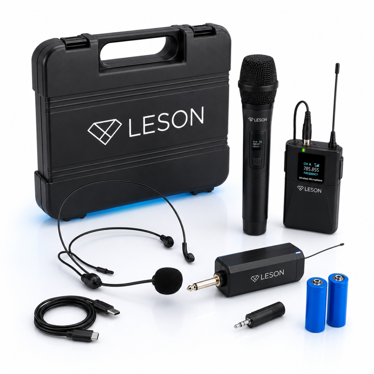 Microfone Sem Fio Duplo Leson Mic Pro 2.1hb Com Maleta
