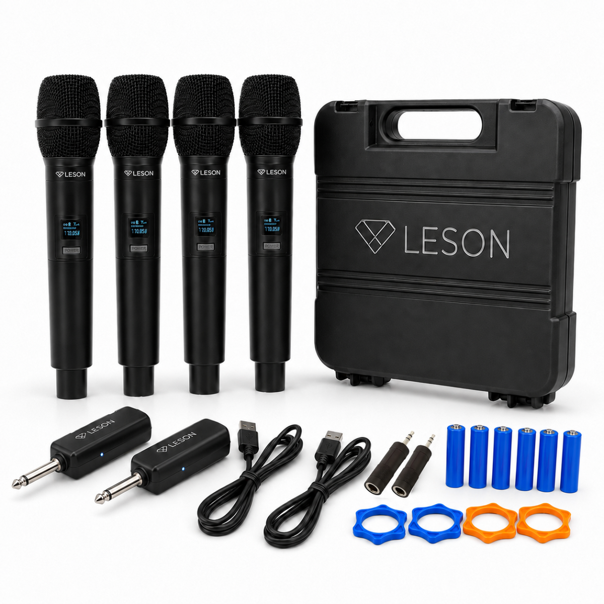 Kit 4 Microfones Sem Fio Leson Mic Pro 4.0 Maleta