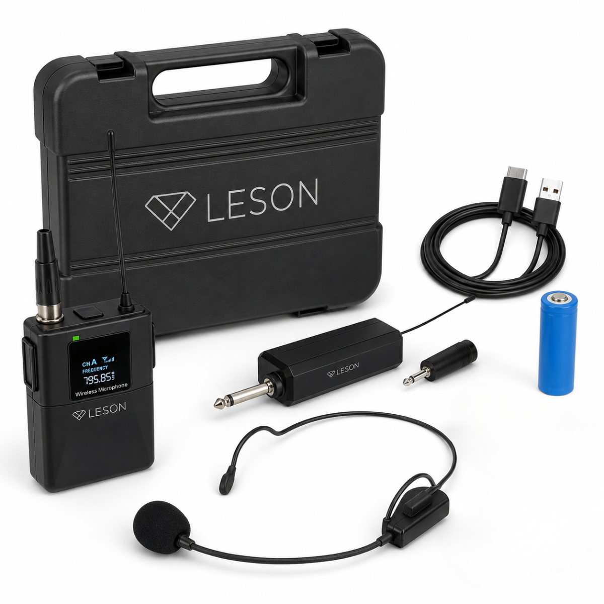 Microfone Sem Fio Headset Leson Gx-01h Recarregável Maleta
