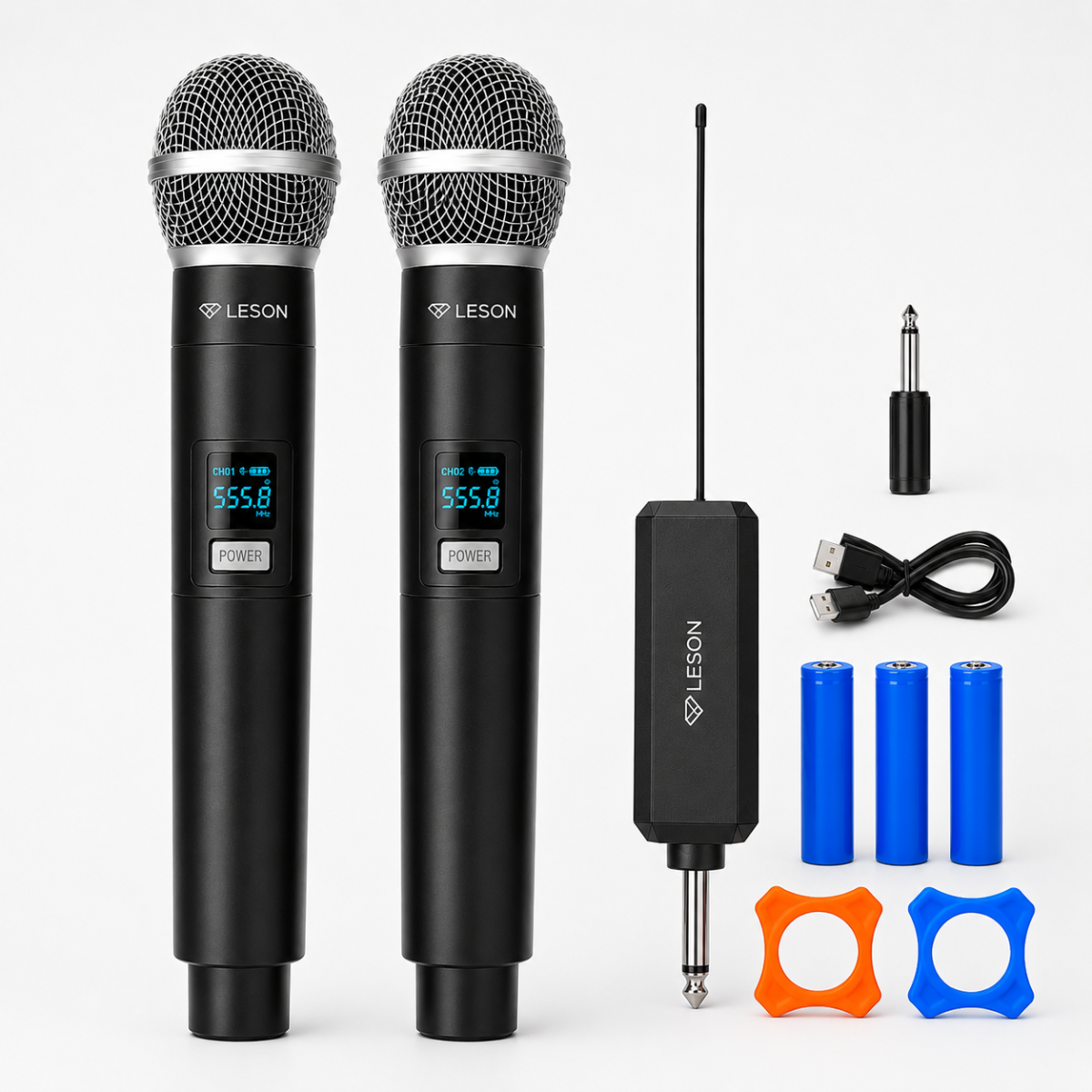 Kit Microfone Sem Fio Duplo Uhf Leson Wr20-plus Recarregável