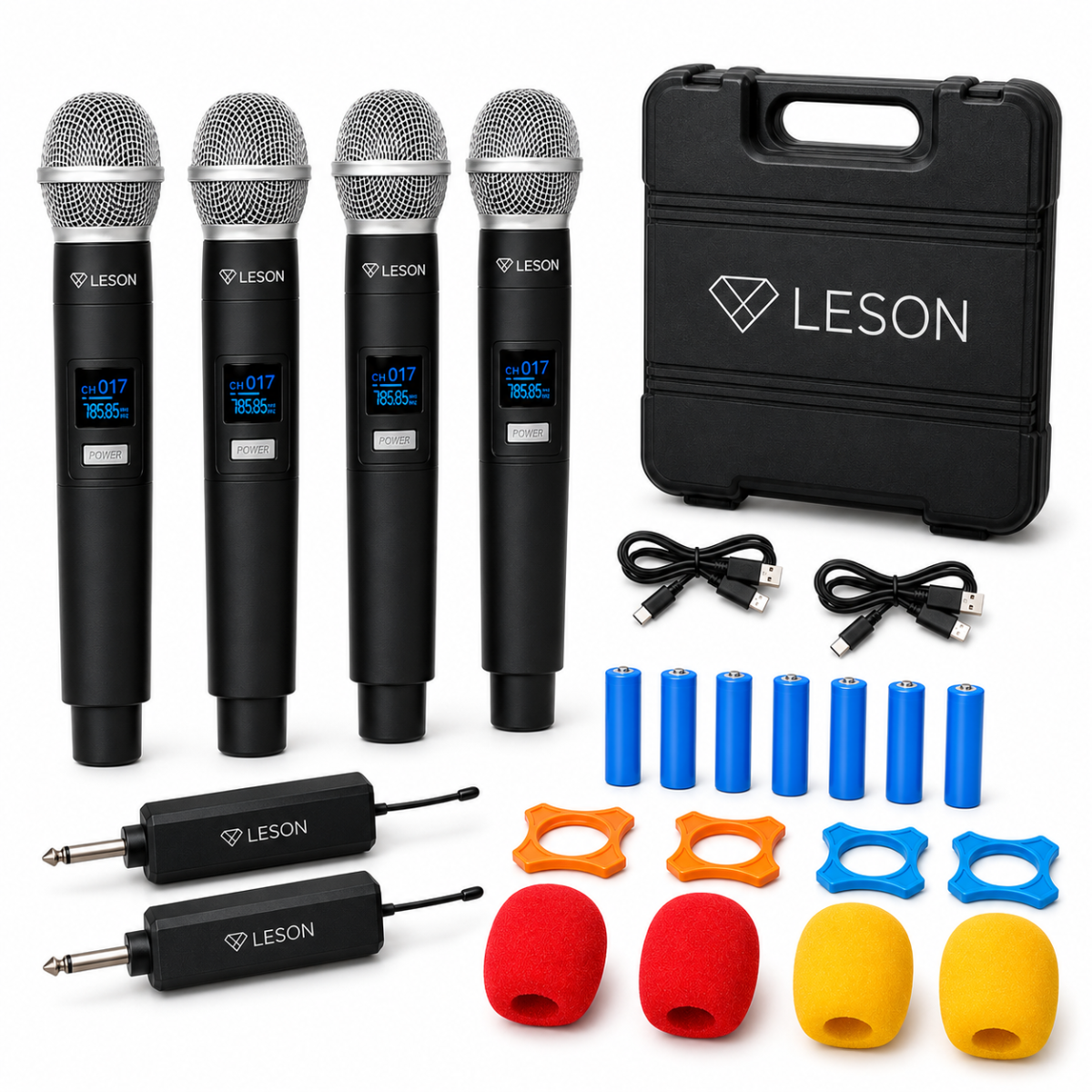 Microfone Sem Fio Leson Wr40c 4 Bastões Igreja Karaokê