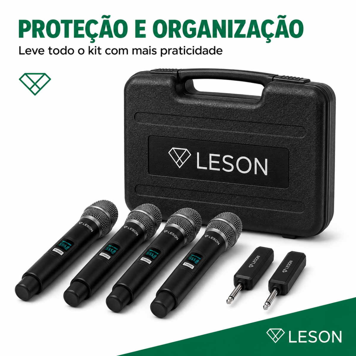Microfone Sem Fio Leson Wr40c 4 Bastões Igreja Karaokê - Imagem 3