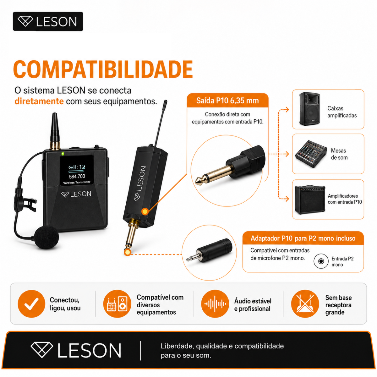 Microfone Sem Fio Headset Leson Mic Pro 1.0h Professor P10 - Imagem 4